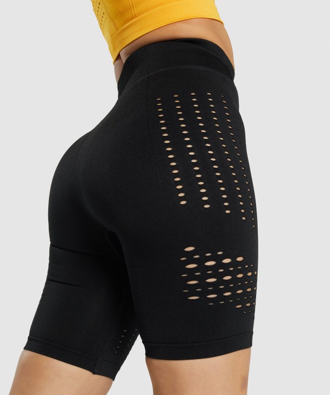 Black Gymshark Glow Seamless Women's Shorts | US-01EKTPV