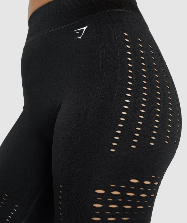 Black Gymshark Glow Seamless Women's Shorts | US-01EKTPV