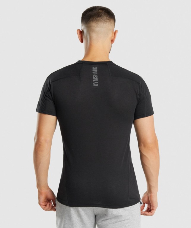 Black Gymshark Hyper Power Men's T Shirts | US-15KPJSZ