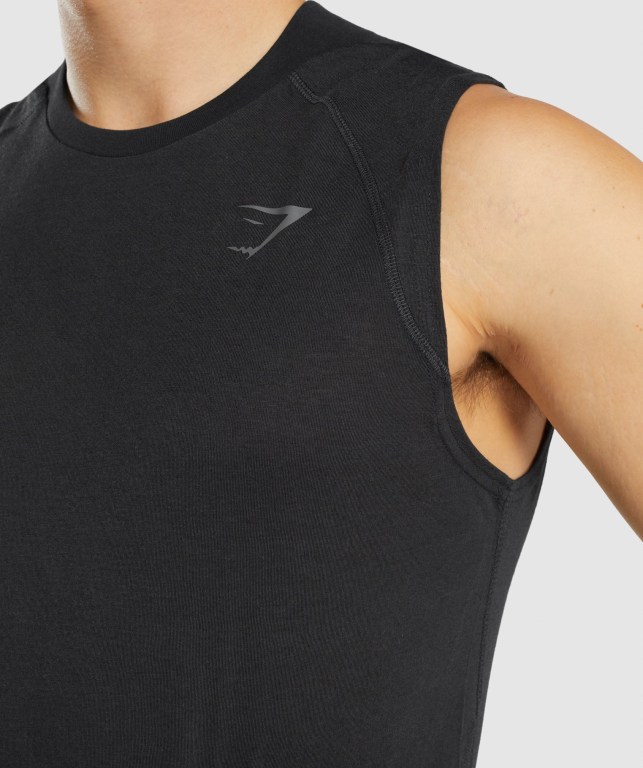 Black Gymshark Hyper Power Men's Tank Tops | US-36AJHKT