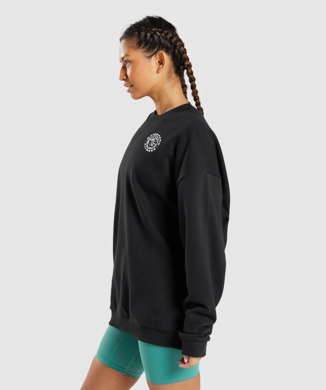 Black Gymshark Legacy Graphic Sweatshirt Women's Hoodies | US-38GWETO