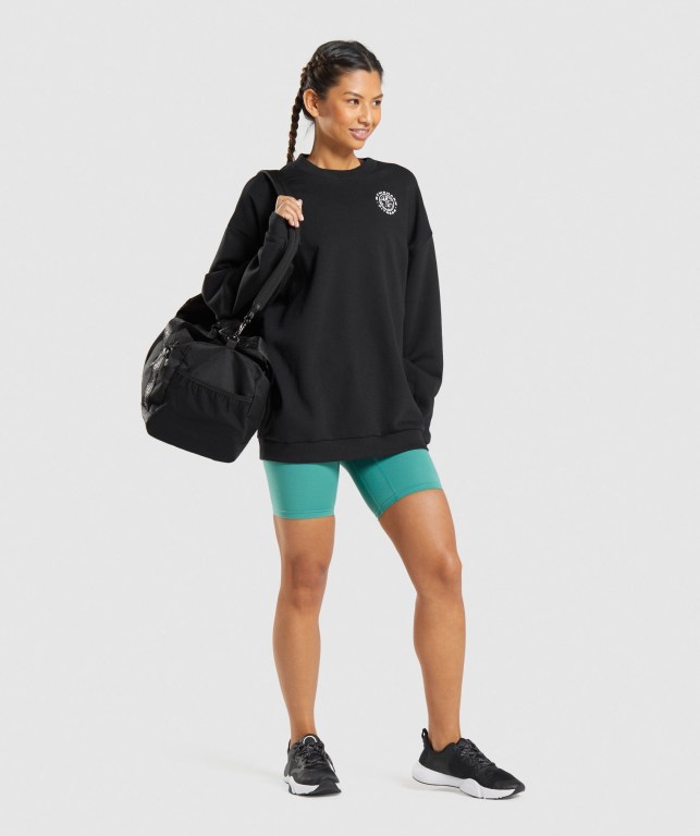 Black Gymshark Legacy Graphic Sweatshirt Women's Hoodies | US-38GWETO