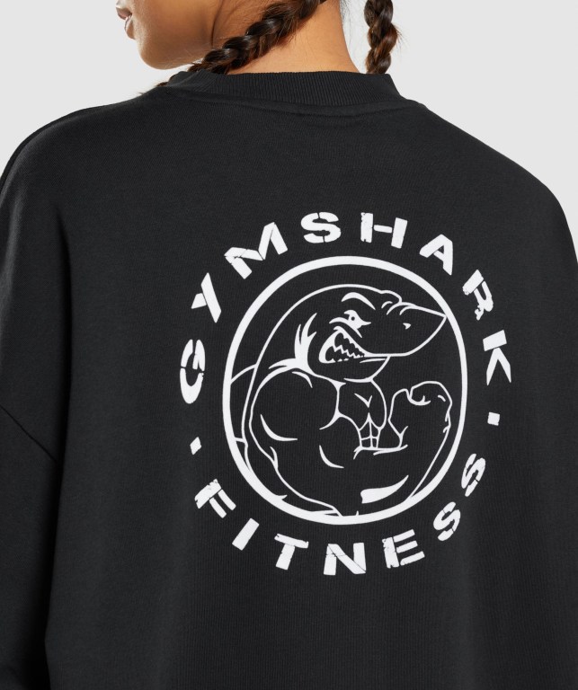 Black Gymshark Legacy Graphic Sweatshirt Women's Hoodies | US-38GWETO