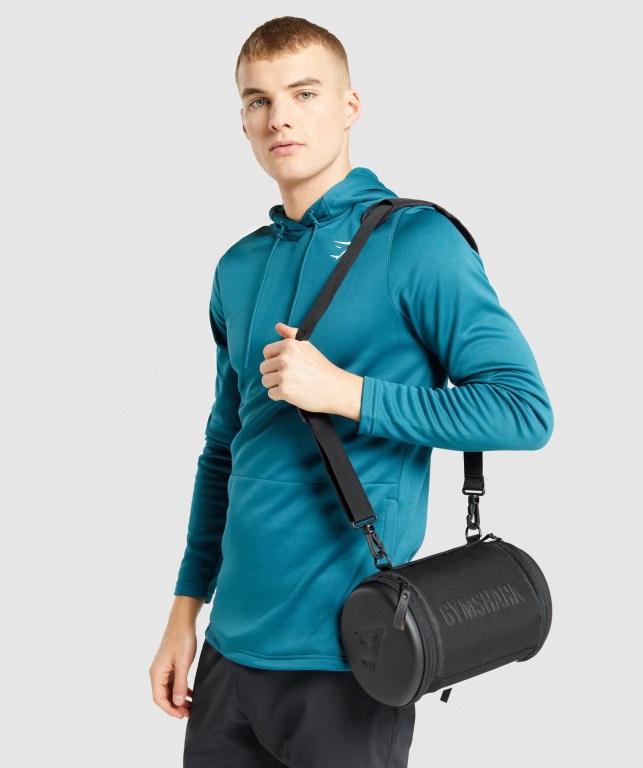 Black Gymshark Lifting Club Barrel Men's Bags & Backpacks | US-92IEHTM