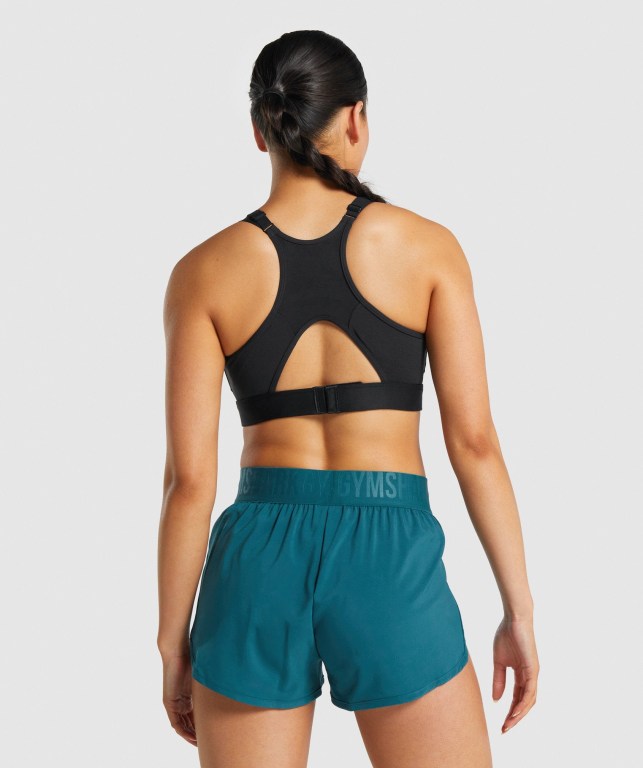 Black Gymshark Mesh Neckline Training Women's Sports Bra | US-31WBGRT