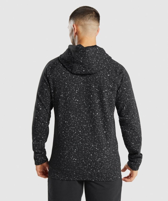 Black Gymshark Micro Print Men's Hoodies | US-39PXCBL