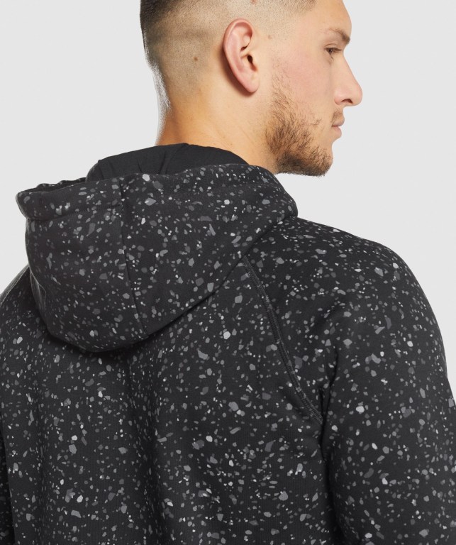 Black Gymshark Micro Print Men's Hoodies | US-39PXCBL