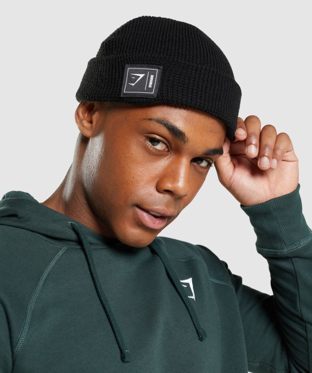 Black Gymshark New Era Fishermans Beanie Women's Headwear | US-37CDREJ