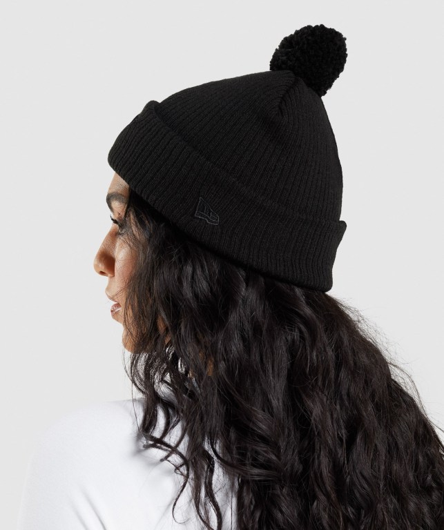 Black Gymshark New Era Mini Pom Men's Headwear | US-13QNFZK