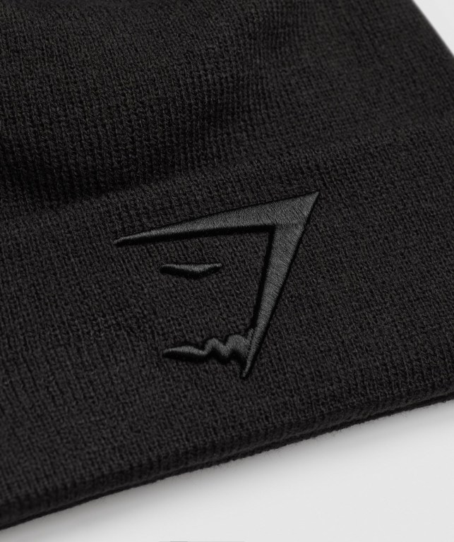 Black Gymshark New Era Sharkhead Cuff Knit Men's Headwear | US-06XPJAK