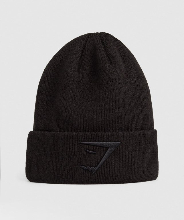 Black Gymshark New Era Sharkhead Cuff Knit Men's Headwear | US-06XPJAK