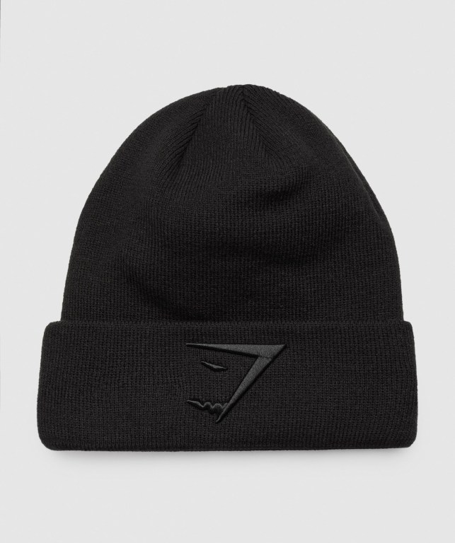 Black Gymshark New Era Sharkhead Cuff Knit Men\'s Headwear | US-06XPJAK