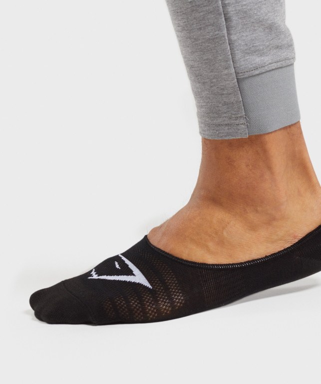 Black Gymshark No Show 3pk Men's Socks | US-49TPDHN