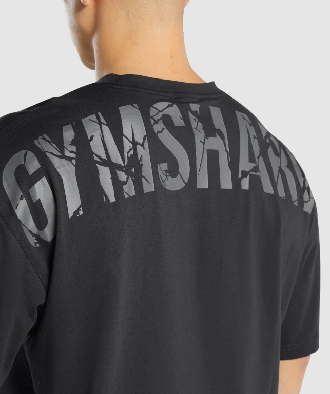 Black Gymshark Power Men's T Shirts | US-91VZKON