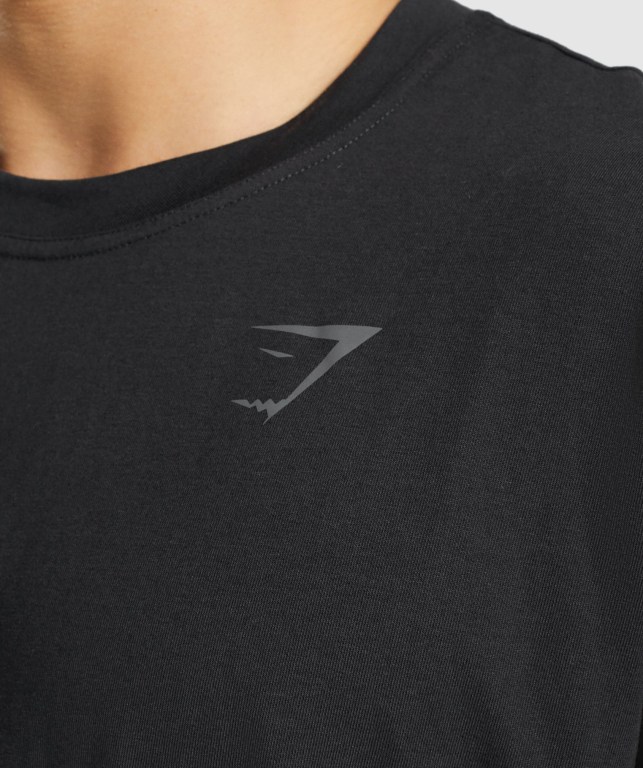 Black Gymshark Power Men's T Shirts | US-91VZKON