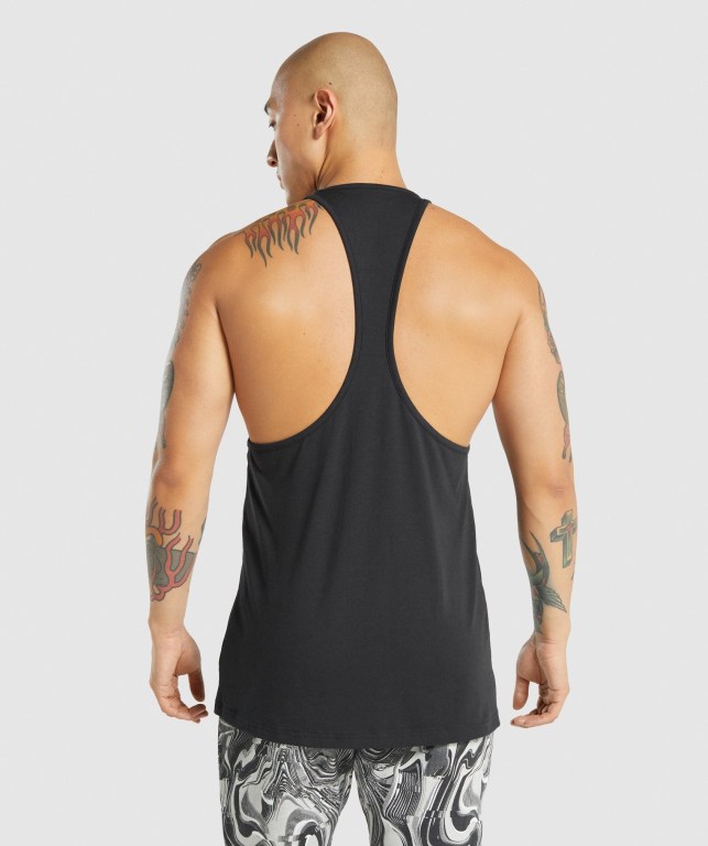 Black Gymshark Pre-Workout Men's Tank Tops | US-97PCVLD