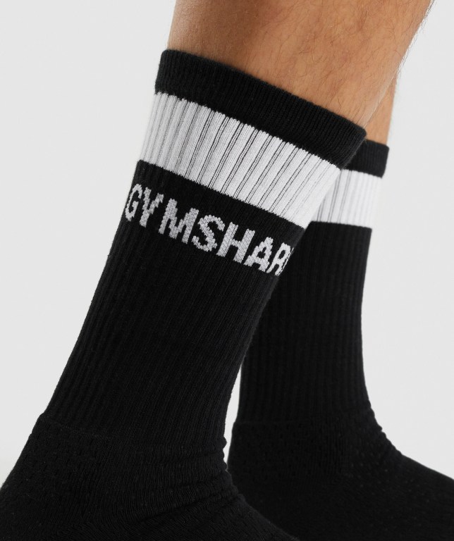 Black Gymshark Premium Logo 1pk Women's Socks | US-50WVBFM