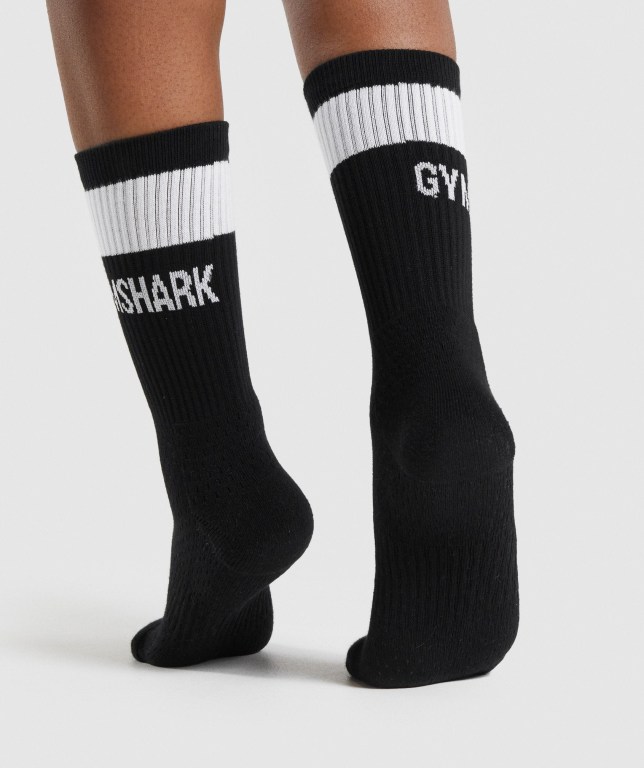 Black Gymshark Premium Logo 1pk Women's Socks | US-50WVBFM