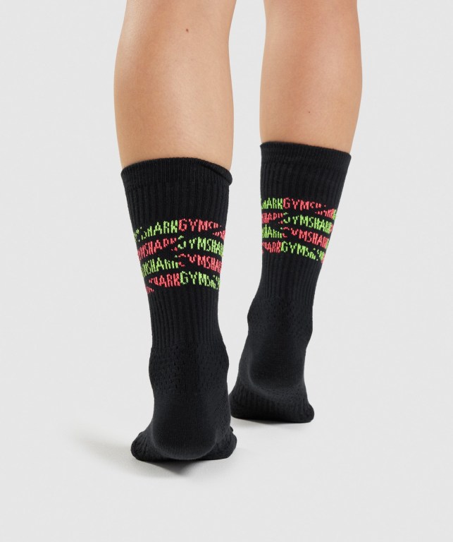 Black Gymshark Premium Logo 1pk Women's Socks | US-92XAKOE