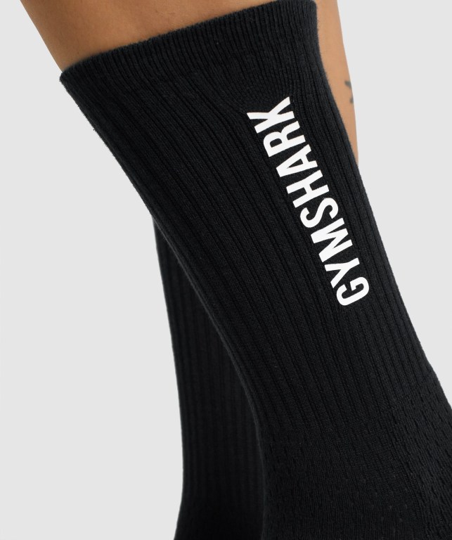 Black Gymshark Premium Logo Women's Socks | US-93RKJOM