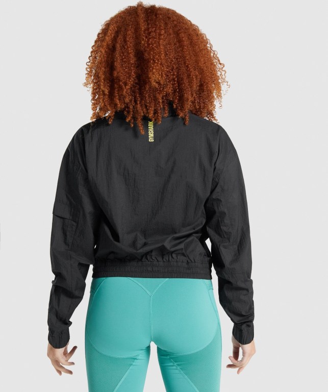 Black Gymshark Pulse Woven Women's Jackets | US-46LKOTJ