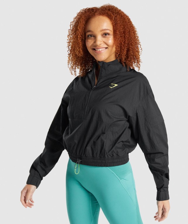 Black Gymshark Pulse Woven Women\'s Jackets | US-46LKOTJ