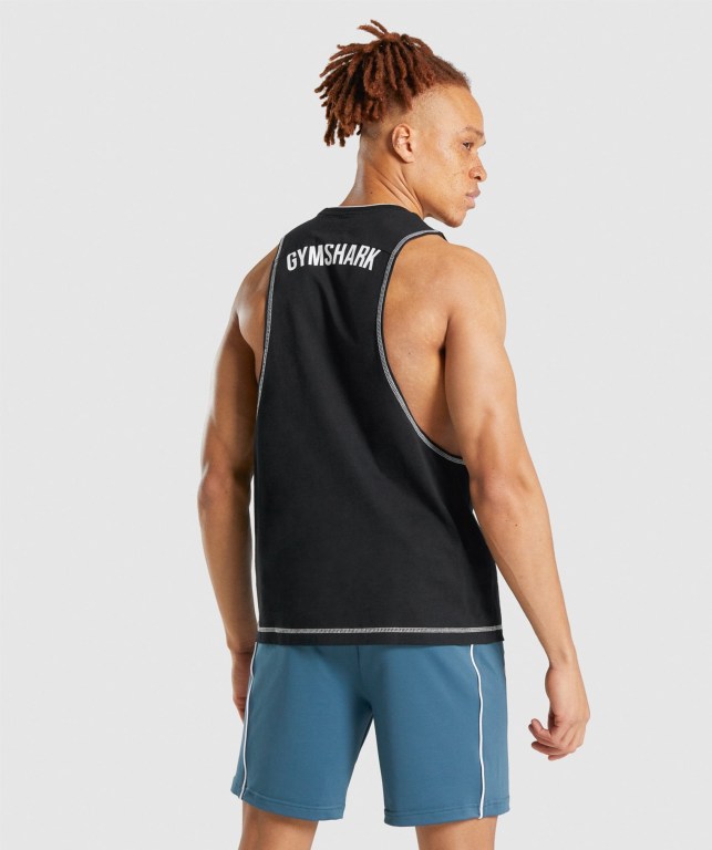 Black Gymshark Recess Men's Tank Tops | US-02MKHST