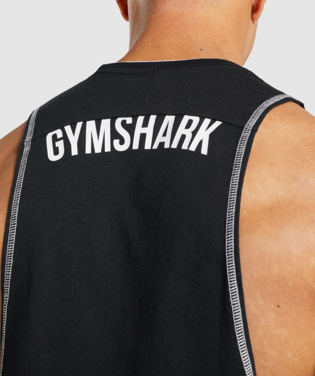 Black Gymshark Recess Men's Tank Tops | US-02MKHST