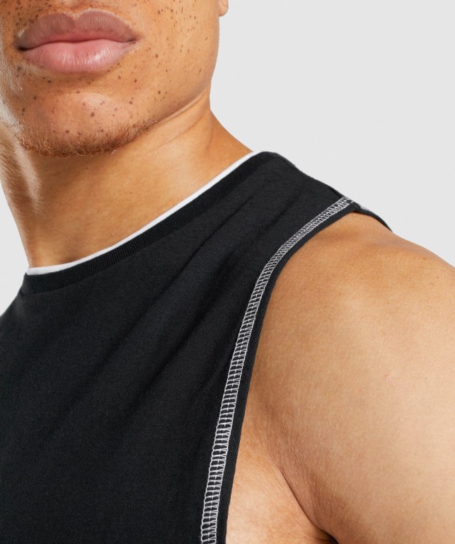 Black Gymshark Recess Men's Tank Tops | US-02MKHST