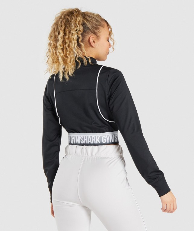 Black Gymshark Recess Track Top Women's Jackets | US-59RMXCG