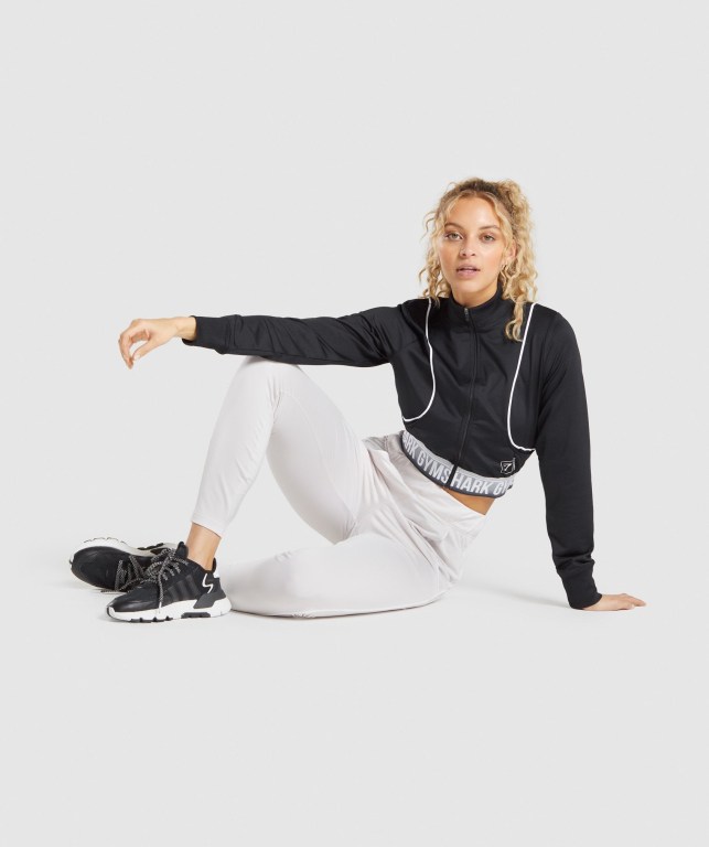 Black Gymshark Recess Track Top Women's Jackets | US-59RMXCG