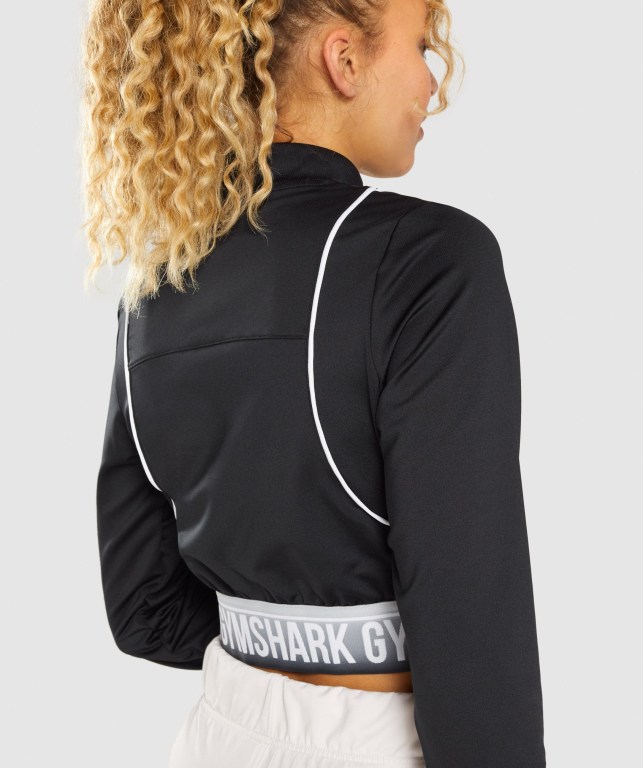 Black Gymshark Recess Track Top Women's Jackets | US-59RMXCG