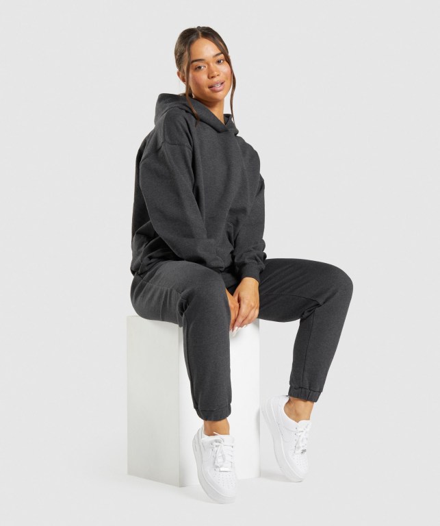 Black Gymshark Rest Day Sweats Women's Hoodies | US-86QIPHF