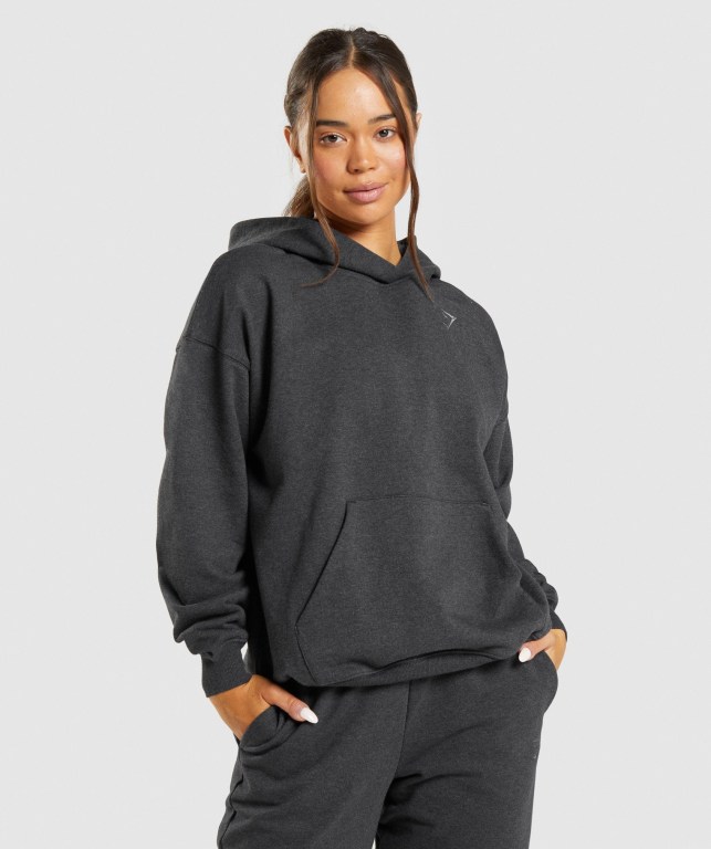 Black Gymshark Rest Day Sweats Women\'s Hoodies | US-86QIPHF