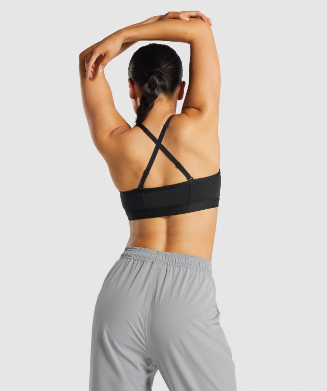 Black Gymshark Ruched Training Women's Sports Bra | US-78RMLFY