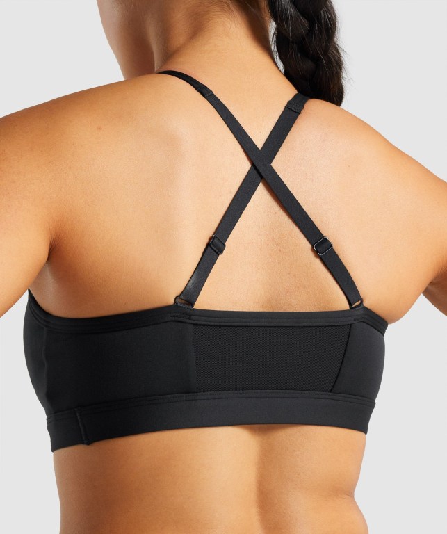 Black Gymshark Ruched Training Women's Sports Bra | US-78RMLFY