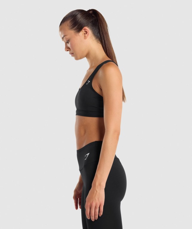 Black Gymshark Scoop Neck Training Women's Sports Bra | US-10HSJTY