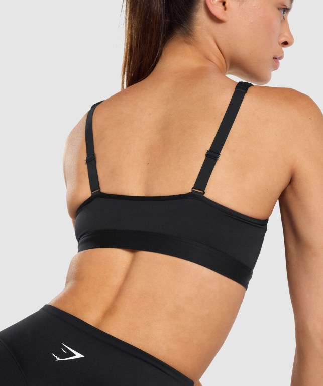 Black Gymshark Scoop Neck Training Women's Sports Bra | US-10HSJTY