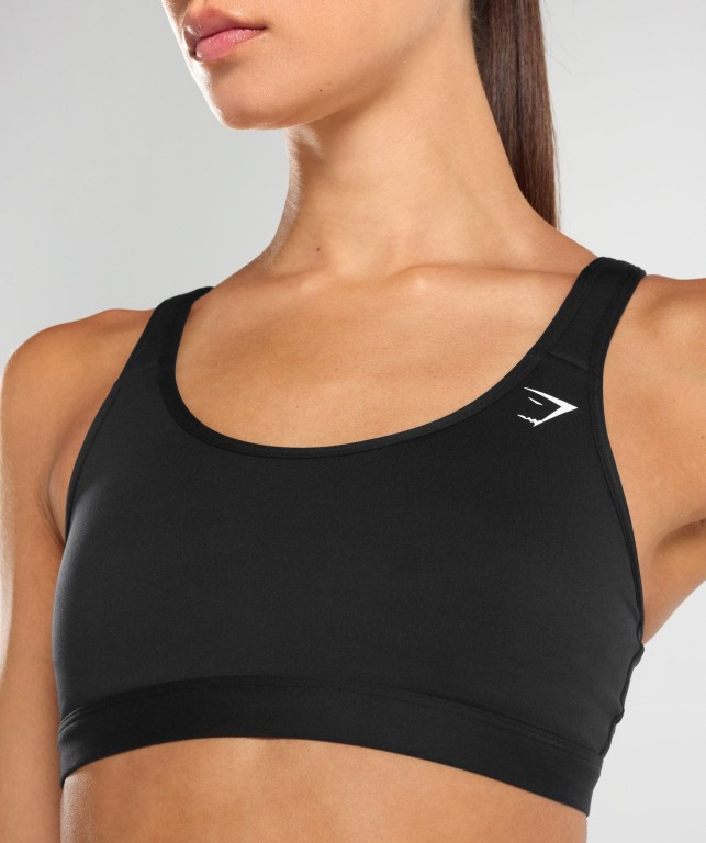 Black Gymshark Scoop Neck Training Women's Sports Bra | US-10HSJTY