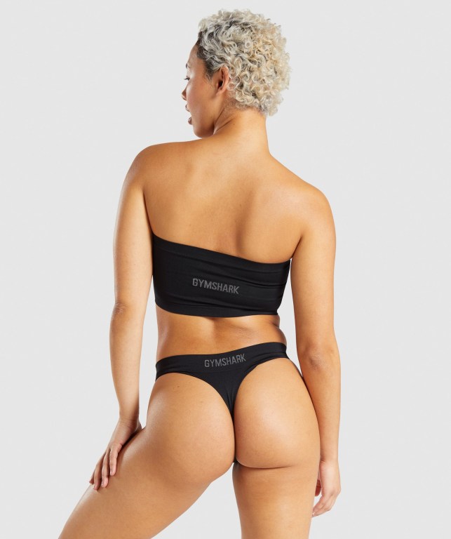 Black Gymshark Seamless Bandeau Women's Underwear | US-53SYEIQ