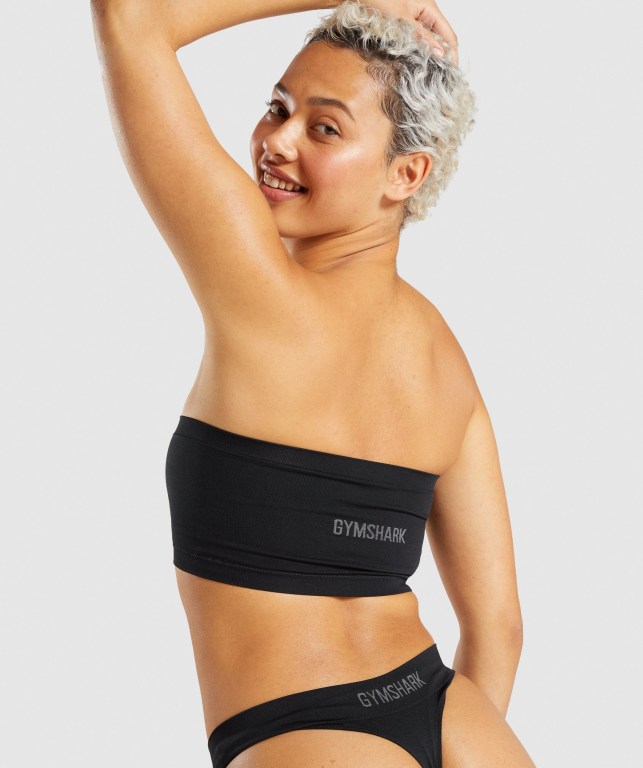 Black Gymshark Seamless Bandeau Women's Underwear | US-53SYEIQ