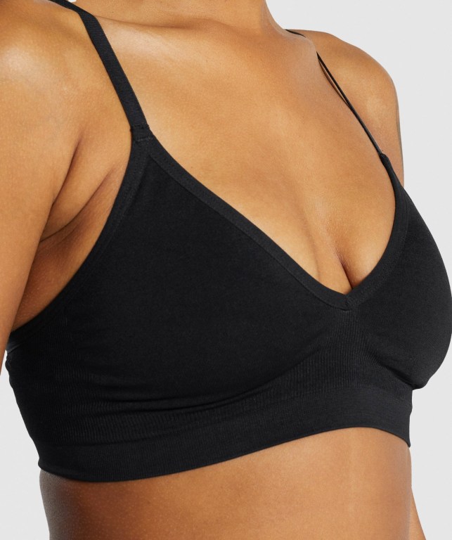 Black Gymshark Seamless Low Neck Bralette Women's Underwear | US-92RODHZ