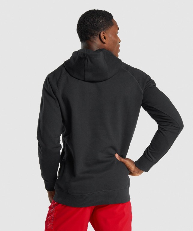 Black Gymshark Sharkhead Infill Men's Hoodies | US-01HROZI