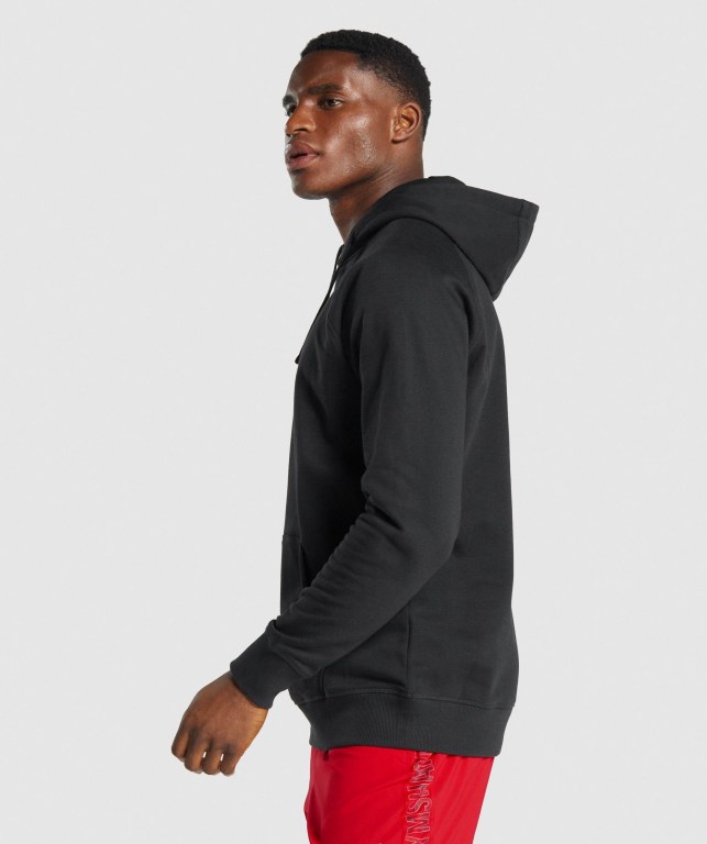 Black Gymshark Sharkhead Infill Men's Hoodies | US-01HROZI