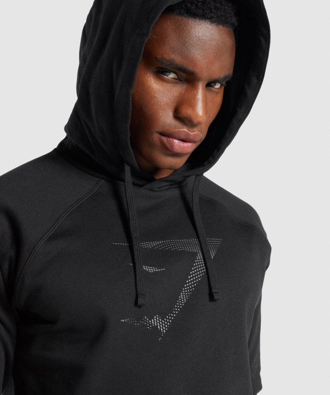 Black Gymshark Sharkhead Infill Men's Hoodies | US-01HROZI