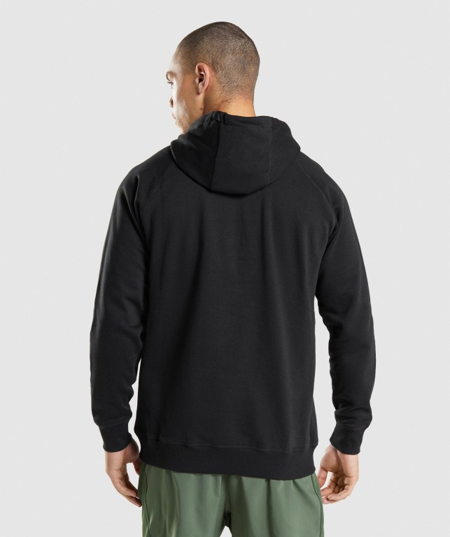 Black Gymshark Sharkhead Infill Men's Hoodies | US-28JXKNH