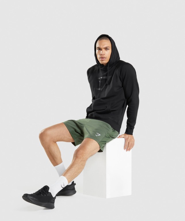 Black Gymshark Sharkhead Infill Men's Hoodies | US-28JXKNH