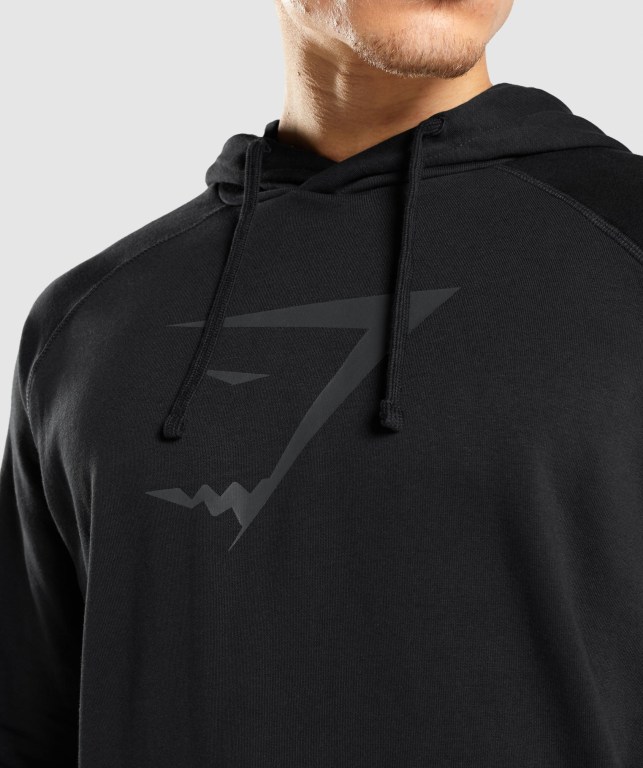 Black Gymshark Sharkhead Infill Men's Hoodies | US-28JXKNH