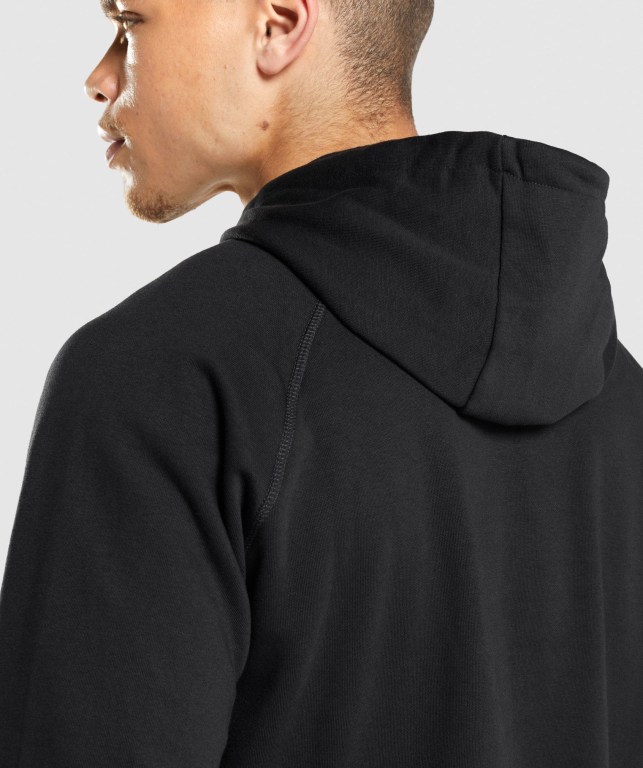 Black Gymshark Sharkhead Infill Men's Hoodies | US-28JXKNH