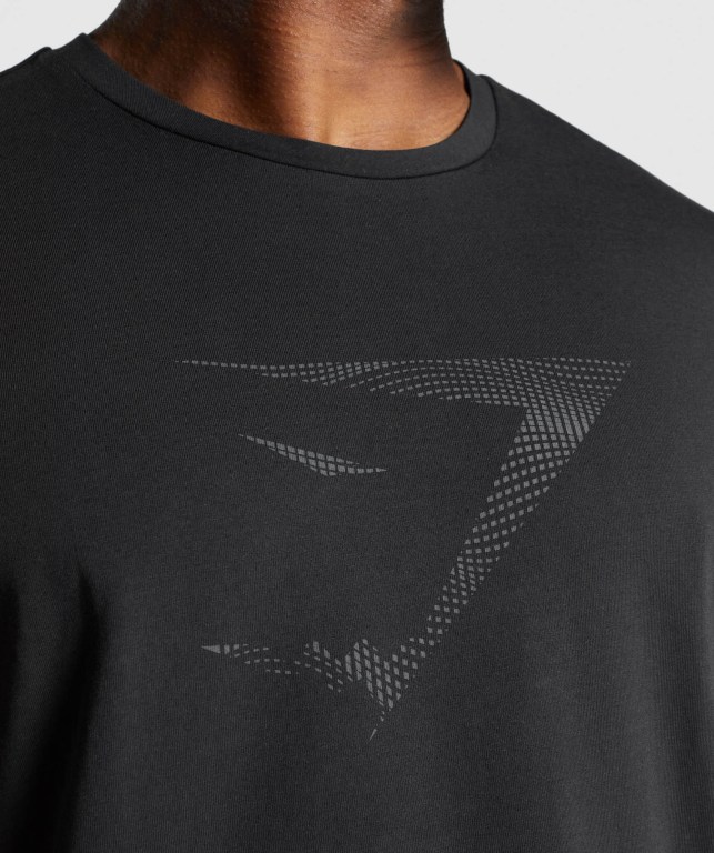 Black Gymshark Sharkhead Infill Men's T Shirts | US-12VGFEH